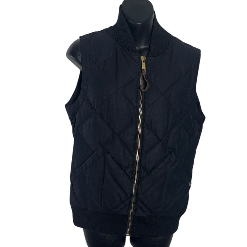 Eddie Bauer‎ Bauer down small quilted black zip front vest  slant pockets